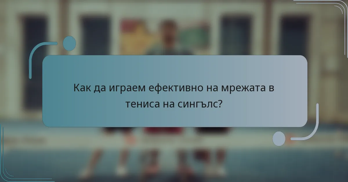 Как да играем ефективно на мрежата в тениса на сингълс?
