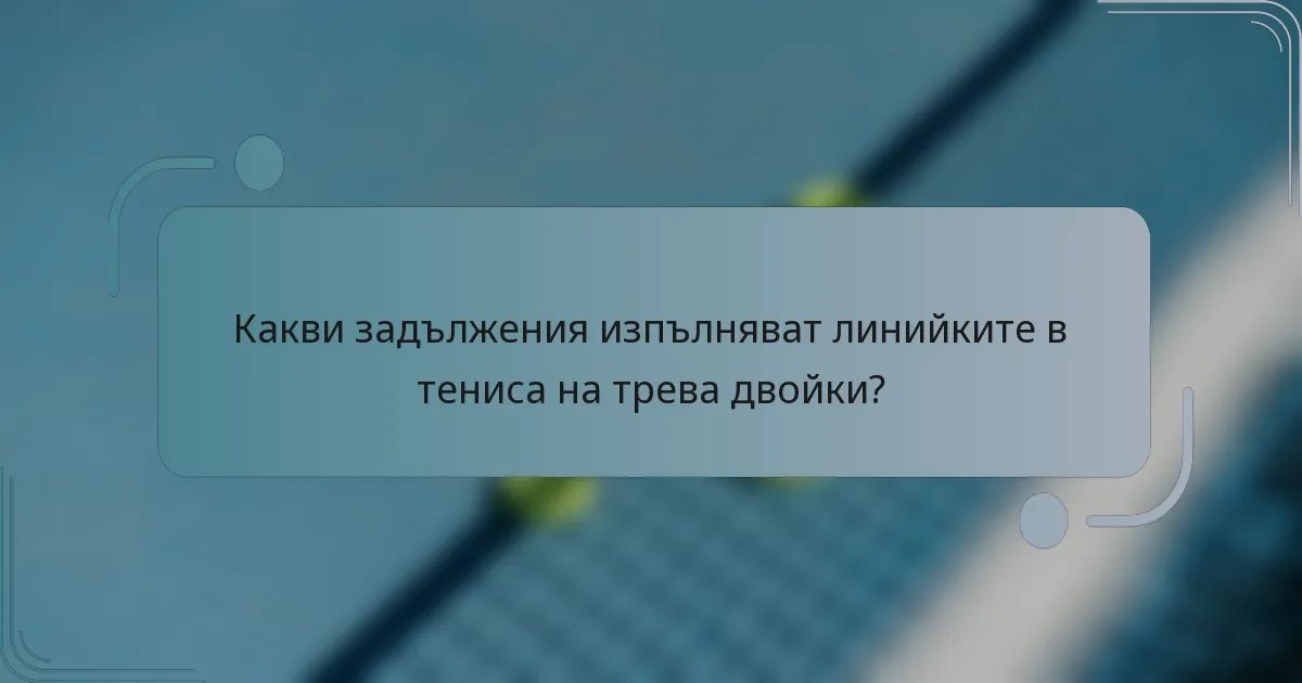 Какви задължения изпълняват линийките в тениса на трева двойки?